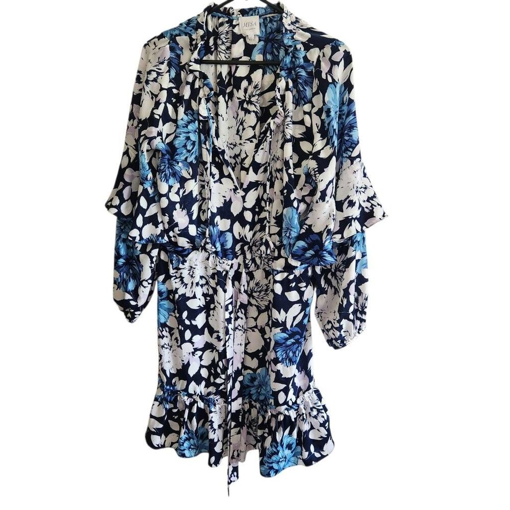 Misa Los Angeles Dress Large Nehda Floral Satin Botanical Boho Resortβ
